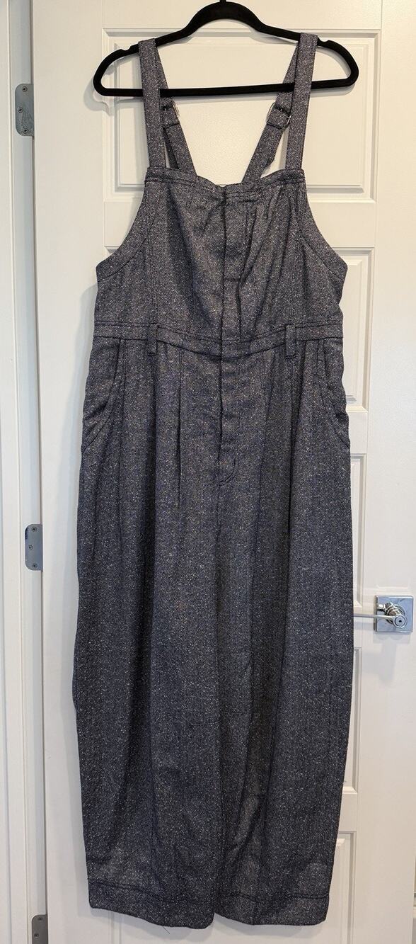 Free People Leonie Menswear One Piece Size Large Wool Blend Barrel Leg Overalls